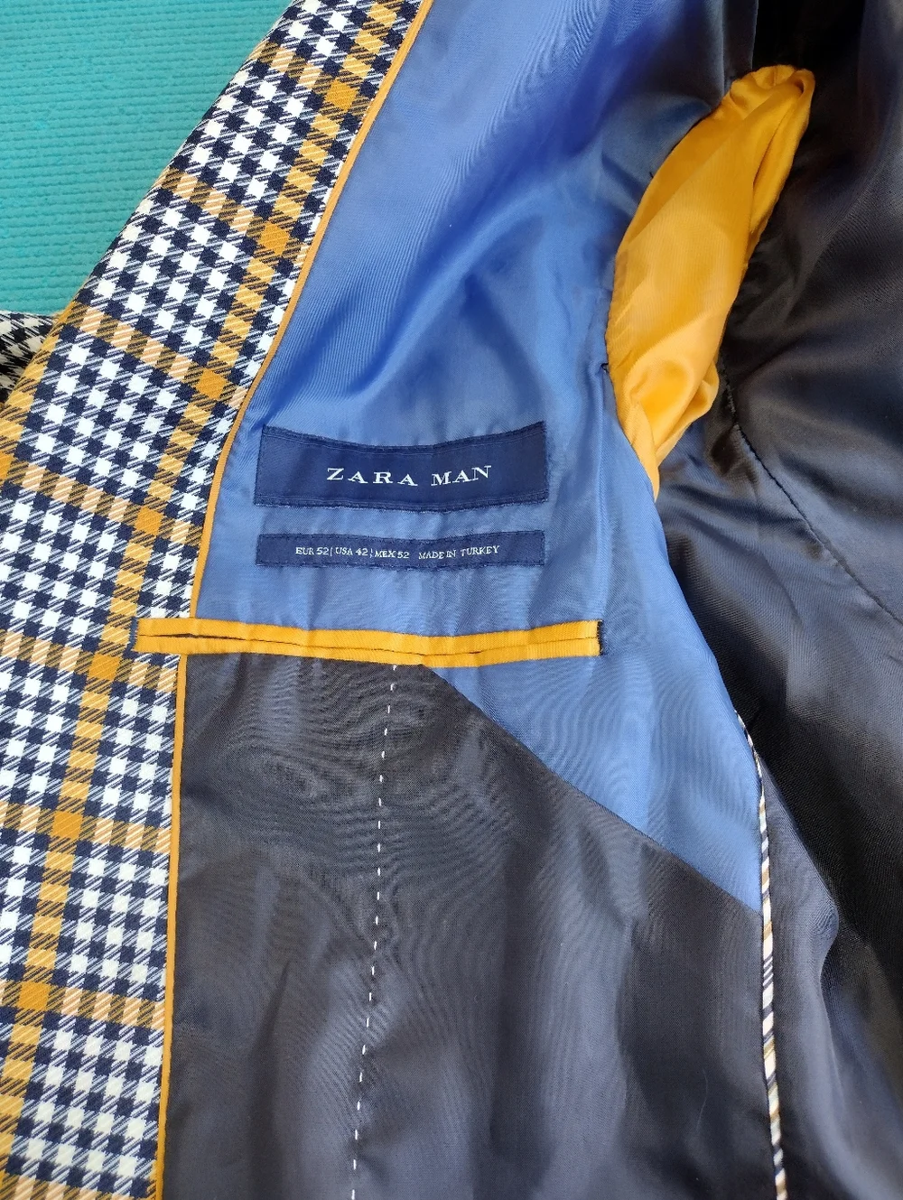 Zara Man Lined Blazer Jacket Two Front Buttons Multicolor Men's Size 42